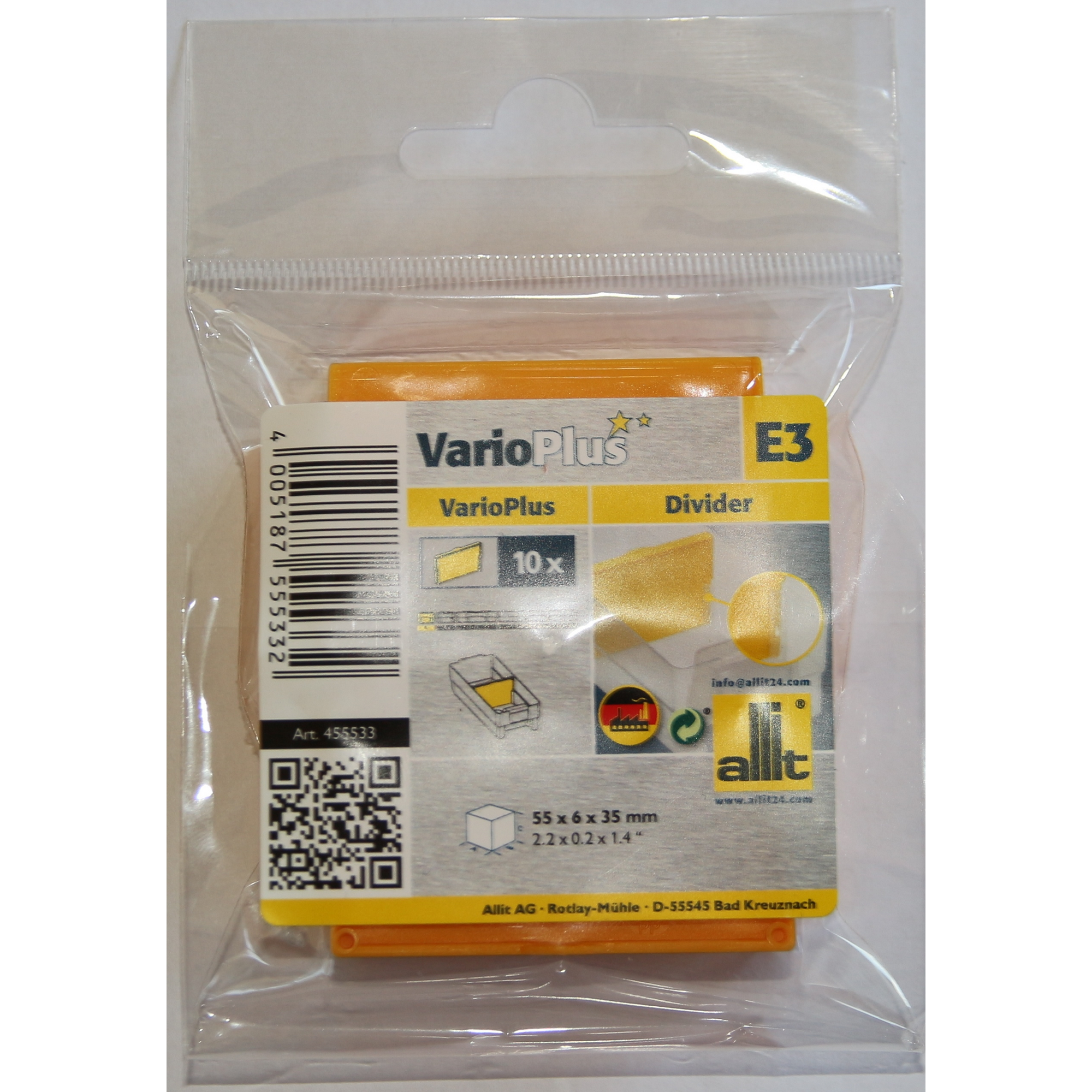 VarioPlus Quertrennsteg 'Extra E3' 10 Stück gelb 5,5 x 3,5 x 0,6 cm + product picture