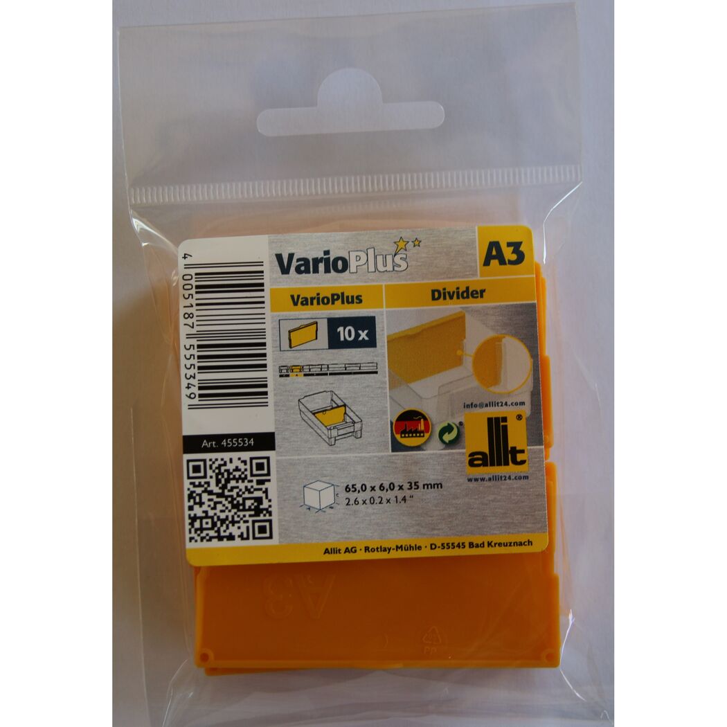 VarioPlus Quertrennsteg 'Extra A3' gelb 6,5 x 3,5 x 0,6 cm 10 Stück