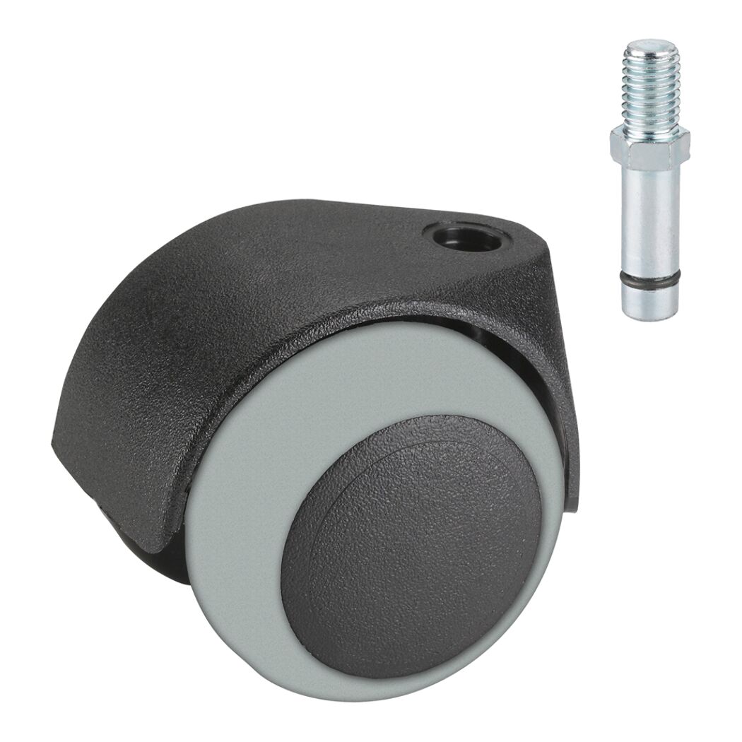 Parkett-Doppelrolle mit Gewindestift 40 mm