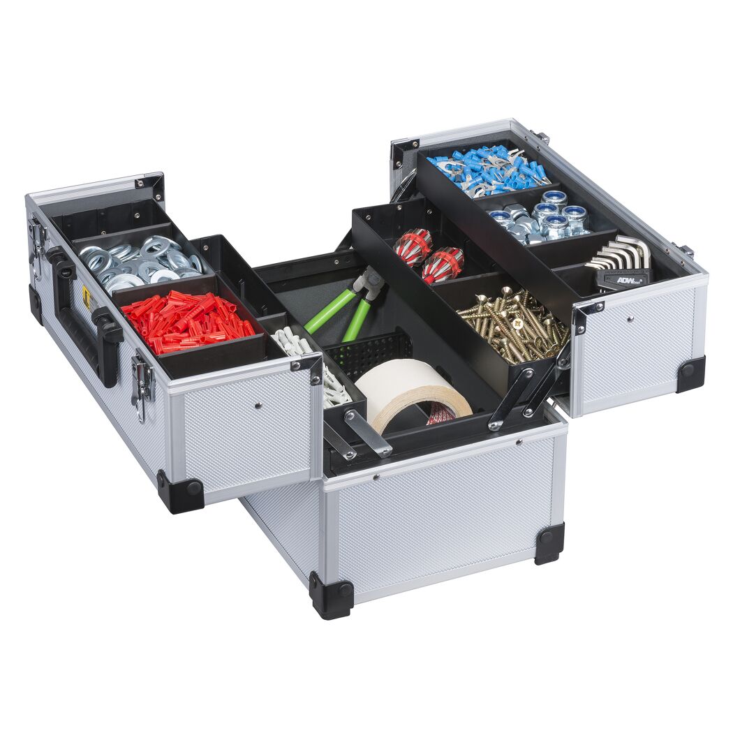 AluPlus Werkzeugkoffer mit Cantilever 'Tool L 36C' silber 36,5 x 23 x 27,5 cm