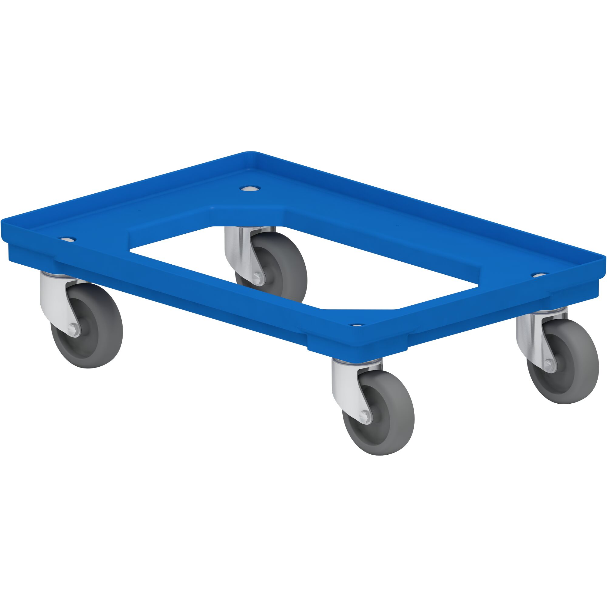 Blauer Rollwagen mit Rollen