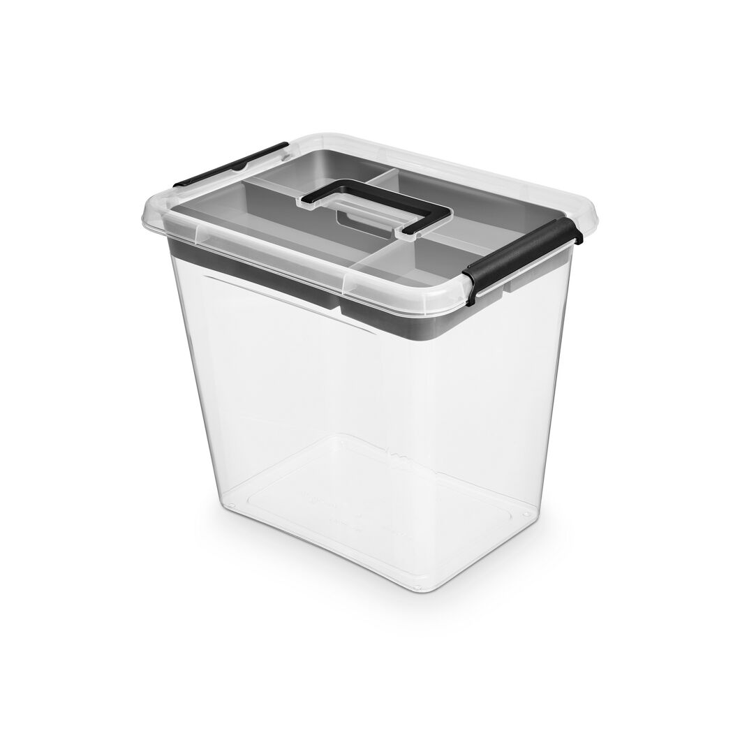 Aufbewahrungsbox transparent 30 l mit Einsatz