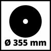 Schwarze Trennscheibe mit 355 mm Durchmesser