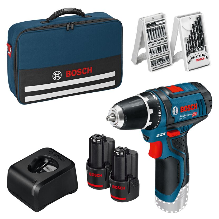 Bosch Akkuschrauber GSR 12V-15 mit Zubehör.