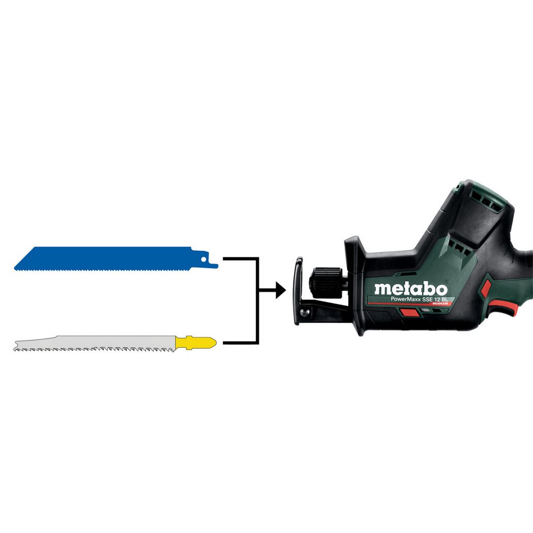 Metabo Akku-Säbelsäge PowerMaxx SSE 12 BL mit Sägeblättern
