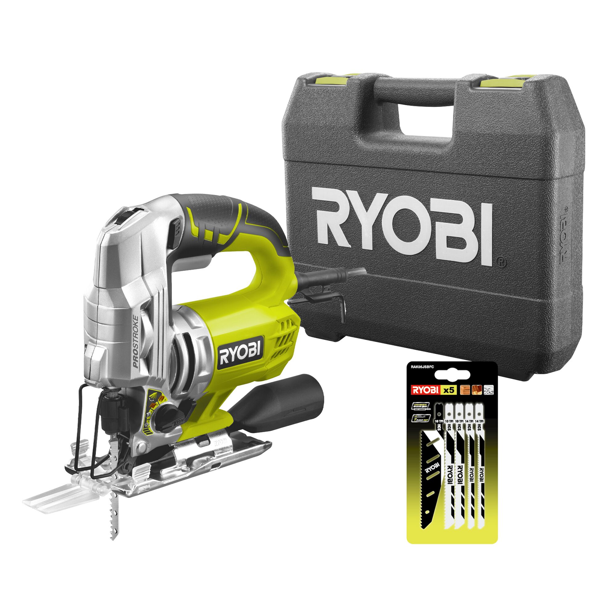RYOBI Stichsäge mit Koffer und Sägeblättern