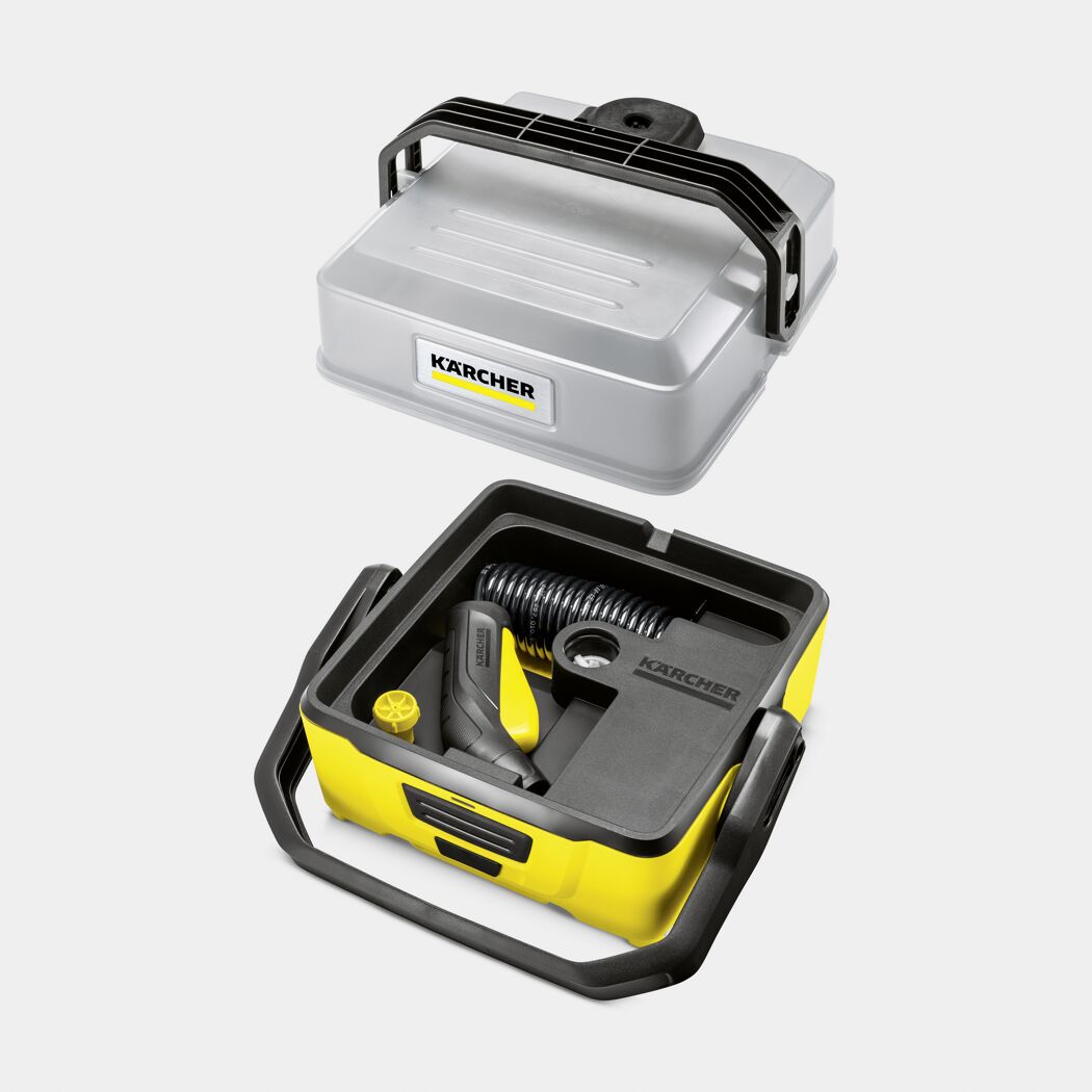 Kärcher Adventure Box geöffnet mit Schlauch und Sprühpistole