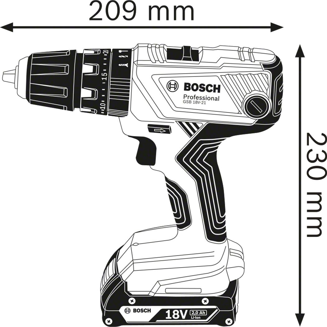 Akku-Schlagbohrschrauber 'GSB 18V-21' Professional 2 x 2,0 Ah mit Transportbox