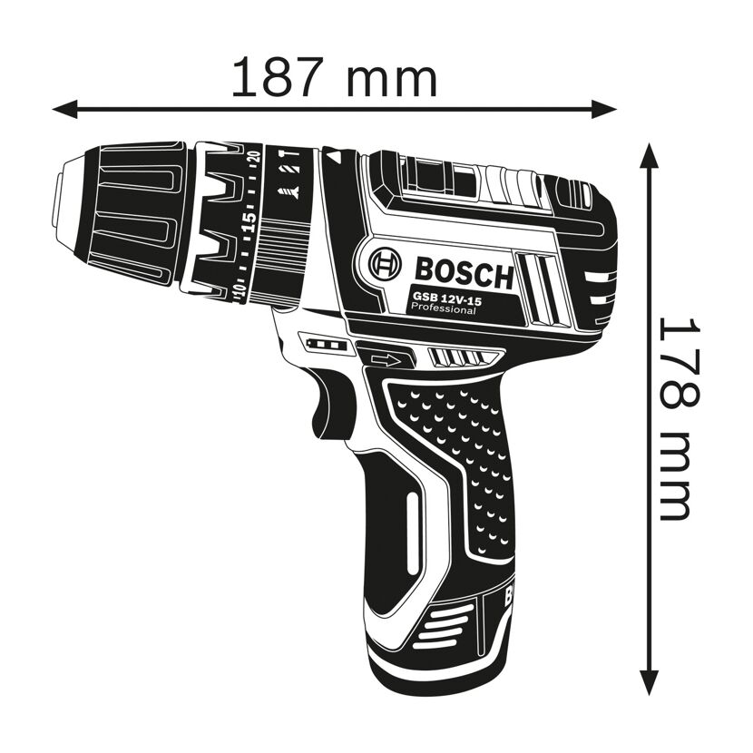 Akku-Schlagbohrschrauber 'GSB 12V-15 Professional' 2 x 2,0 Ah Akku in Tasche