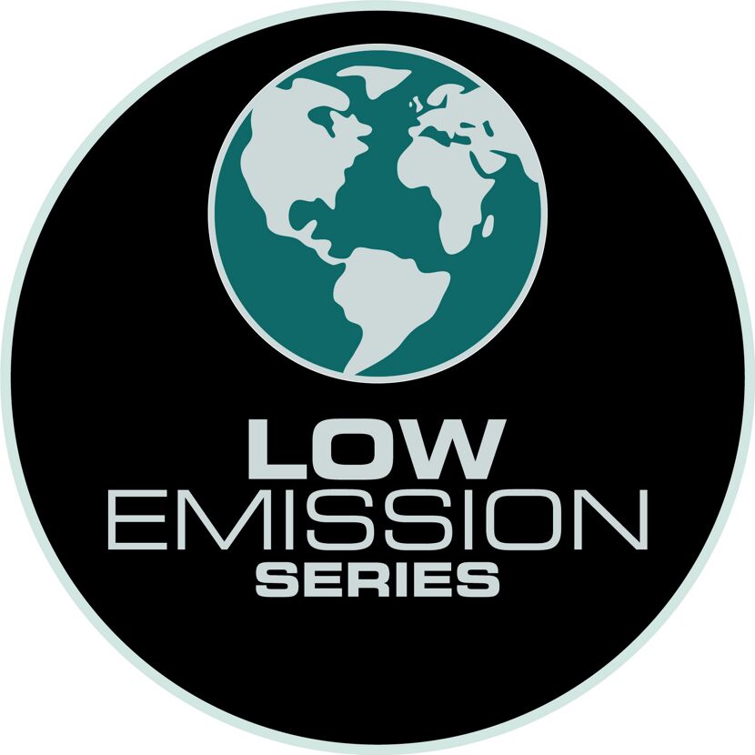 Low Emission Series Logo mit Weltkugel