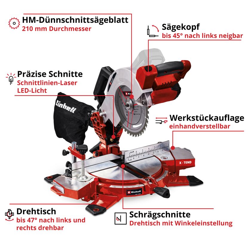 Einhell Akku-Kappsäge TE-MS 18/210 Li-Solo