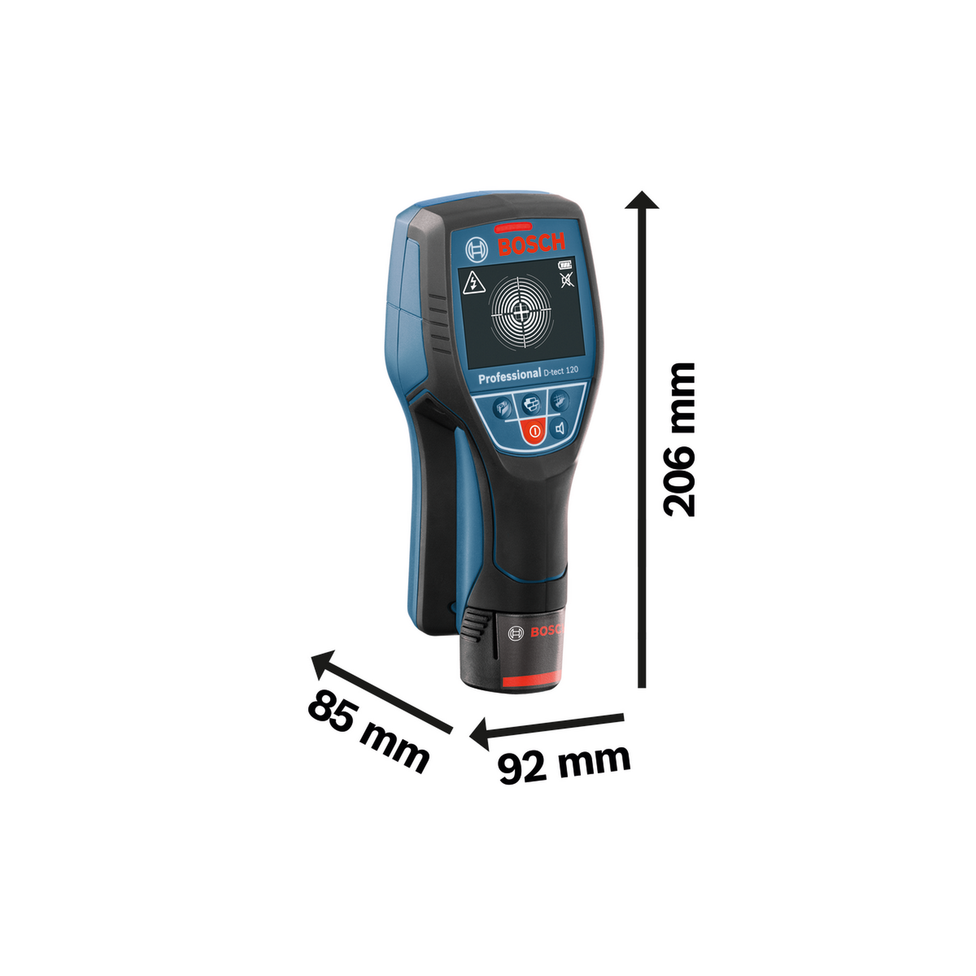 Ortungsgerät 'Professional D-tect 120' mit Akku und Ladegerät für Strom, Metall und Holz