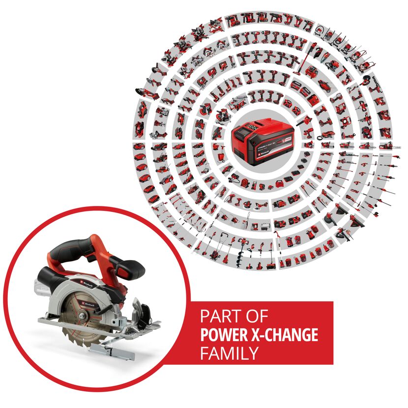 Einhell Akku-Handkreissäge und Power X-Change Gerätefamilie