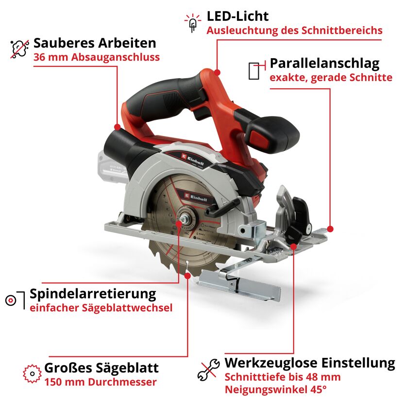 Akku-Handkreissäge TE-CS 18/150 von Einhell