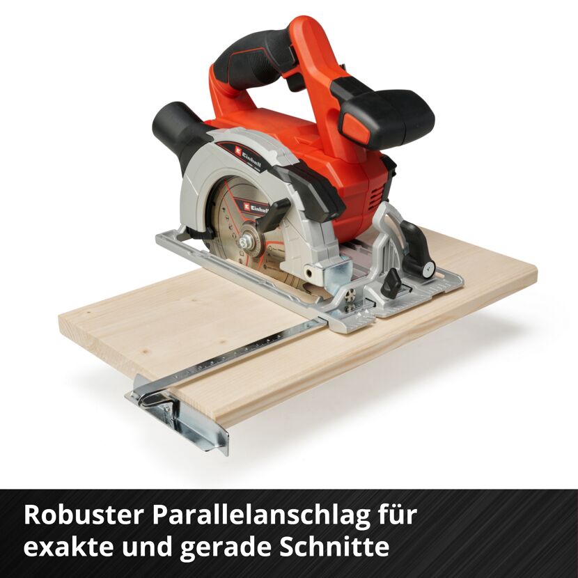 Einhell Akku-Handkreissäge TE-CS 18/150 beim Sägen von Holz