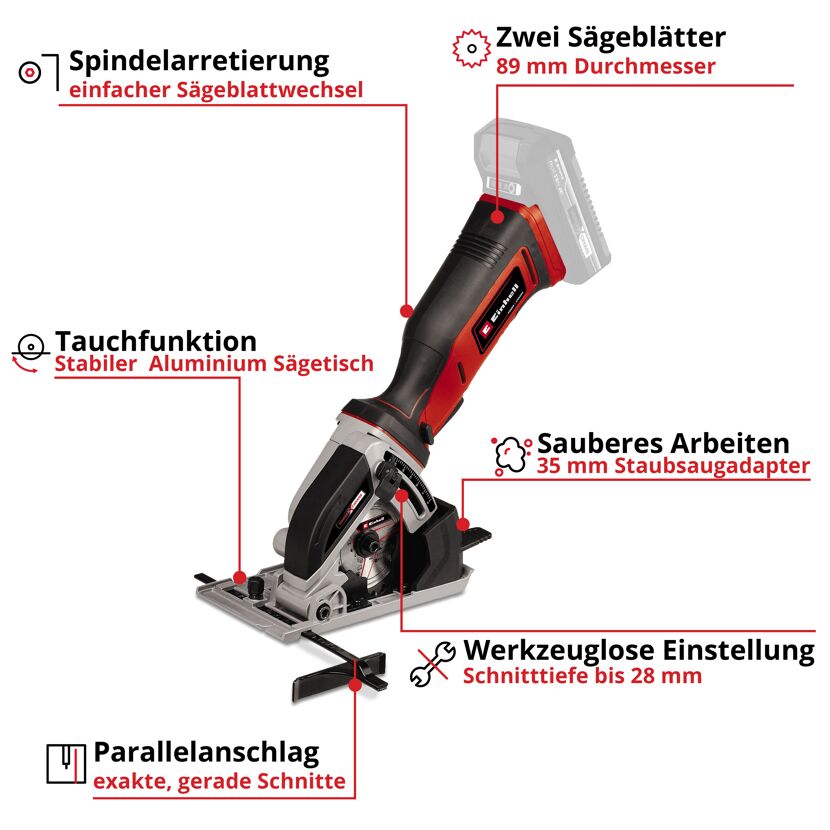 Akku-Minihandkreissäge TE-CS 18/89 Li-Solo