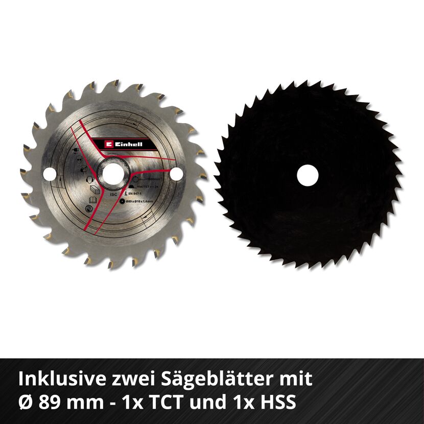 Zwei Sägeblätter für Akku-Minihandkreissäge