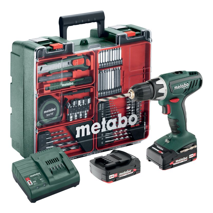 Metabo Akku-Bohrschrauber BS 18 LI Mobile Werkstatt mit Zubehör