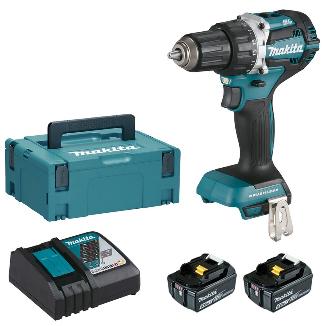 Makita Akku-Bohrschrauber, Ladegerät, 2 Akkus und Aufbewahrungsbox