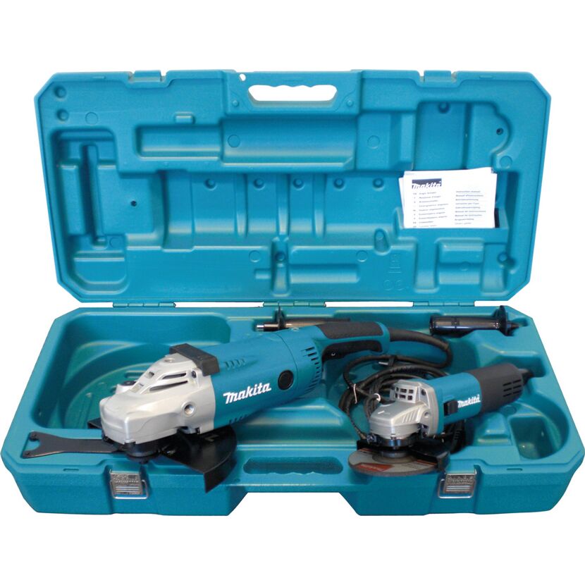Makita Winkelschleifer-Set im geöffneten Koffer
