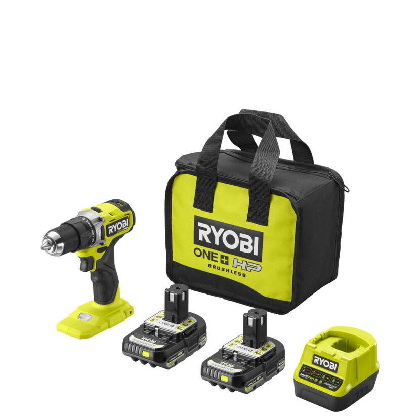 RYOBI Akku-Schlagbohrschrauber, Ladegerät, 2 Akkus und Tasche