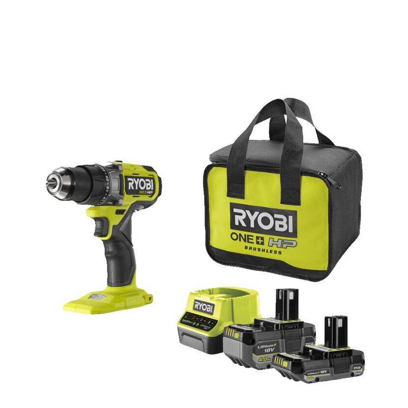 RYOBI Akku-Bohrschrauber, Ladegerät, 2 Akkus und Tasche