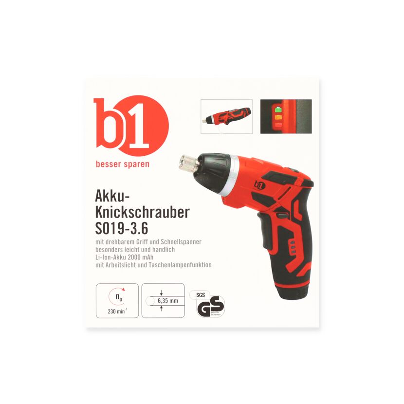 b1 Akku-Knickschrauber S019-3.6 rot-schwarz