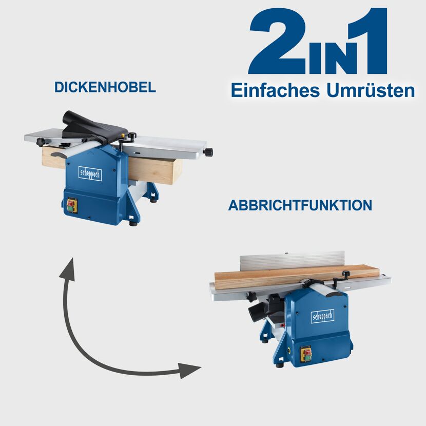 Scheppach Hobelmaschine HMS1070: Dickenhobel und Abrichtfunktion