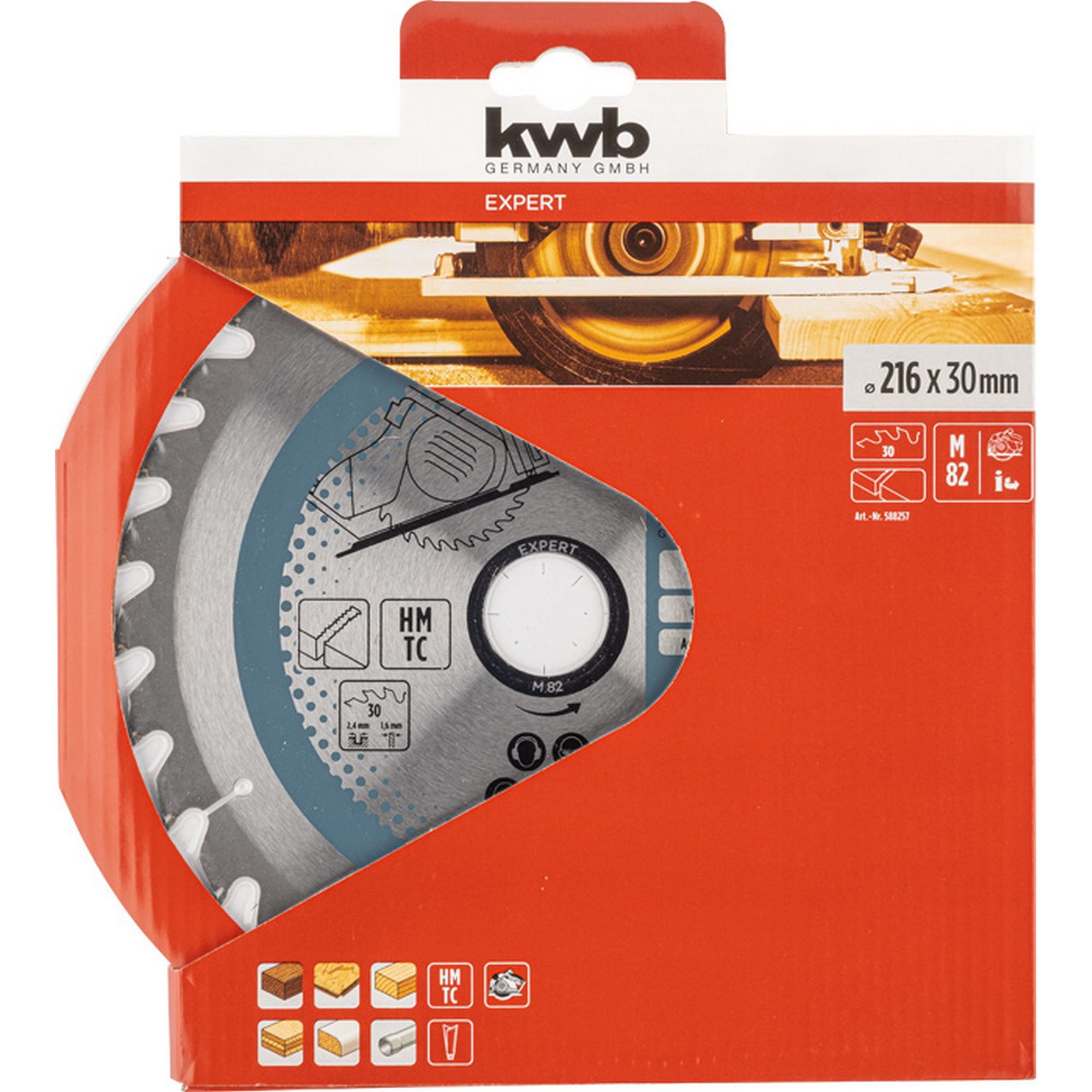 Kreissägeblatt Hartmetall TC 30 Zähne Ø 216 x 30 mm