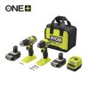 Ryobi Akku-Combo-Kit mit Bohrschrauber, Schlagschrauber, zwei Akkus, Ladegerät und Tasche