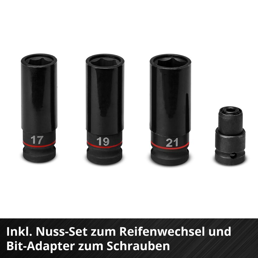 Nuss-Set (17, 19, 21) und Bit-Adapter