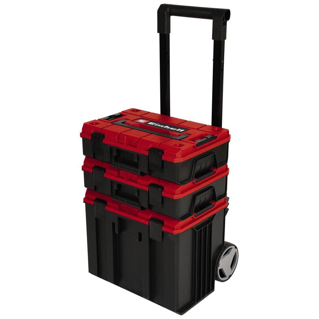 Einhell Systemkoffer rot-schwarz mit Rollen und Griff