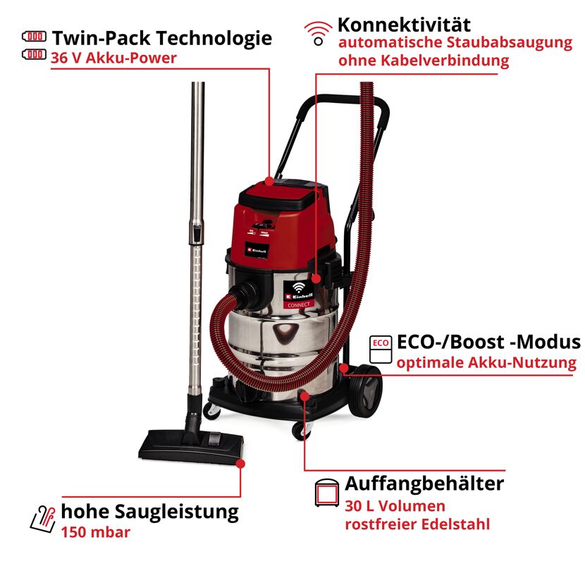 Einhell Akku-Nass-/Trockensauger TP-VC 36/30 S Auto