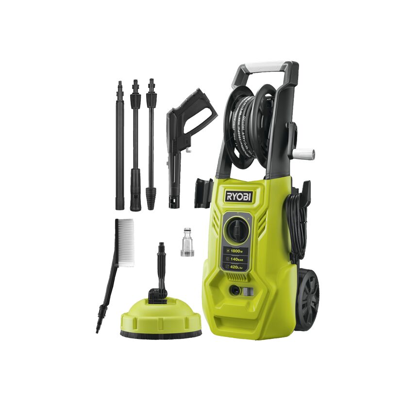 RYOBI Hochdruckreiniger mit Zubehör.