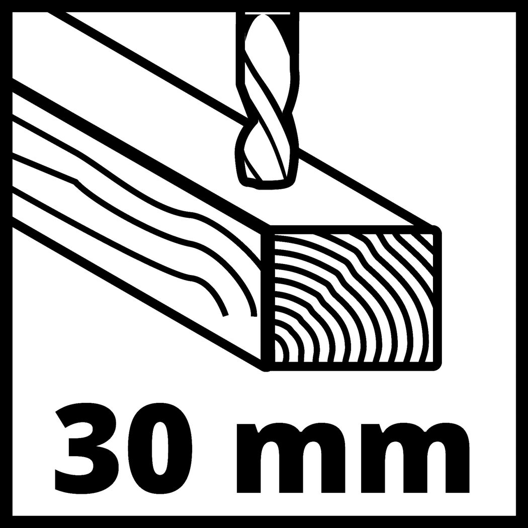 Bohrer bohrt in Holz mit 30 mm