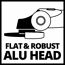 Flacher und robuster Aluminiumkopf des Winkelschleifers