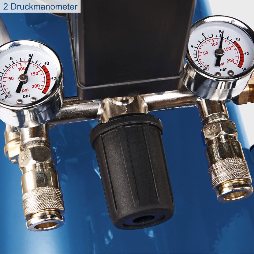 Zwei Druckmanometer eines Kompressors