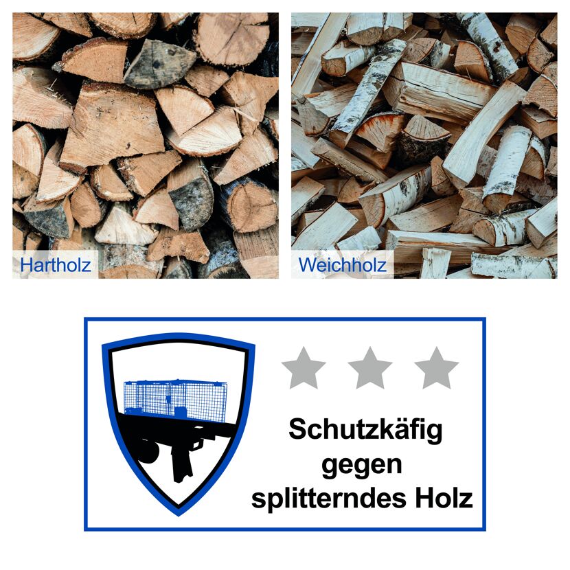 Hartholz und Weichholz im Vergleich. Schutzkäfig gegen splitterndes Holz.