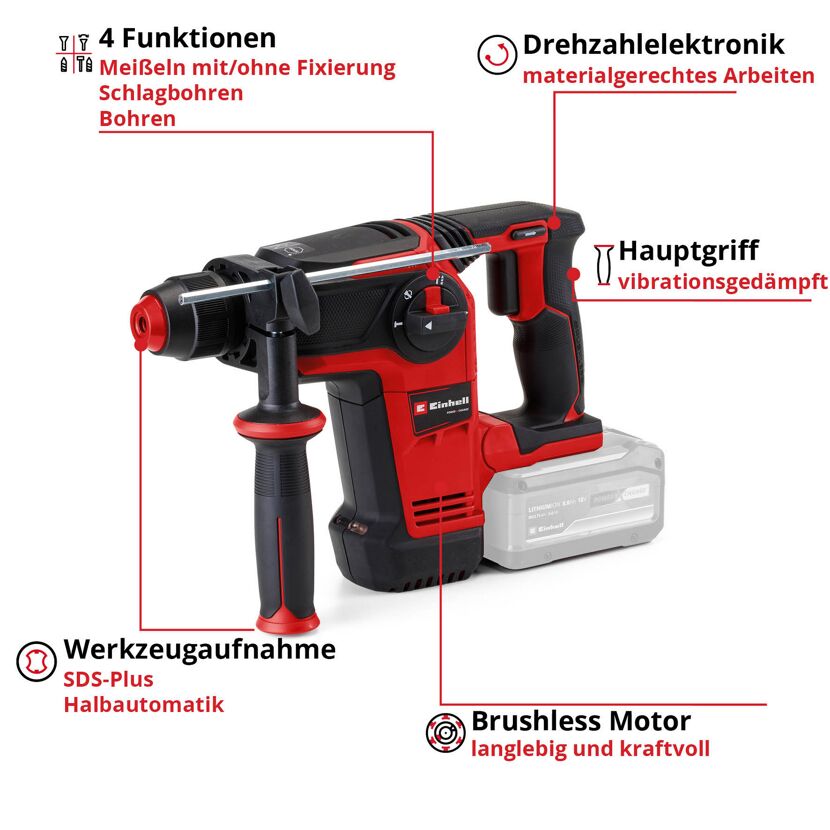 Akku-Bohrhammer mit Griff und Akku