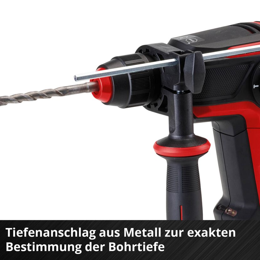 Akku Bohrhammer mit Tiefenanschlag und Bohrer