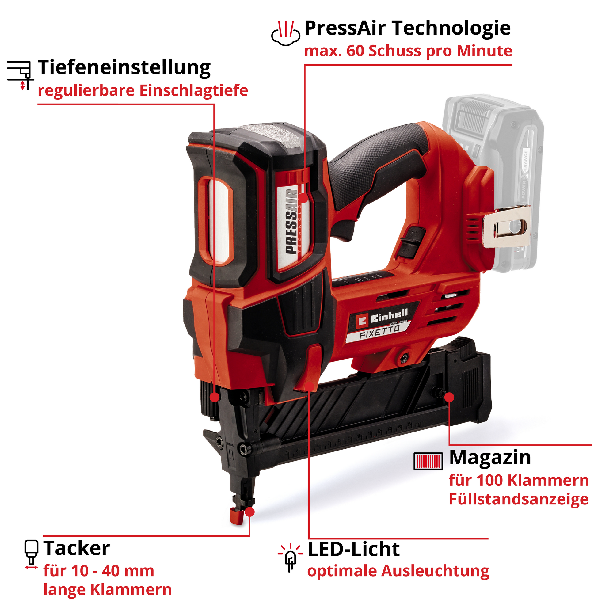 Akku-Tacker 'Fixetto 18/40 S' Professional 18 V ohne Akku Power X-Change