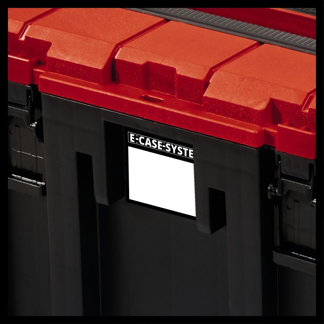 Schwarzer Systemkoffer E-Case M mit rotem Deckel