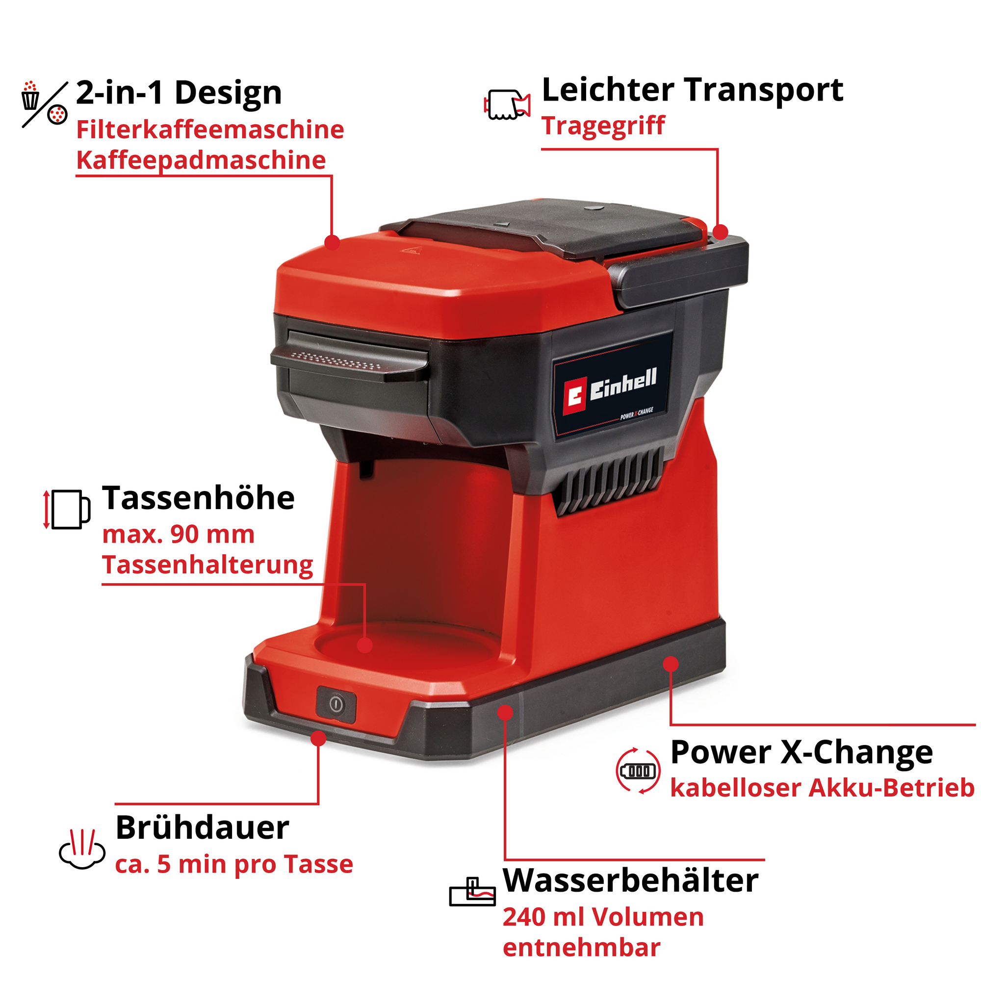 Akku-Kaffeemaschine 'TE-CF 18 Li-Solo' ohne Akku und Ladegerät