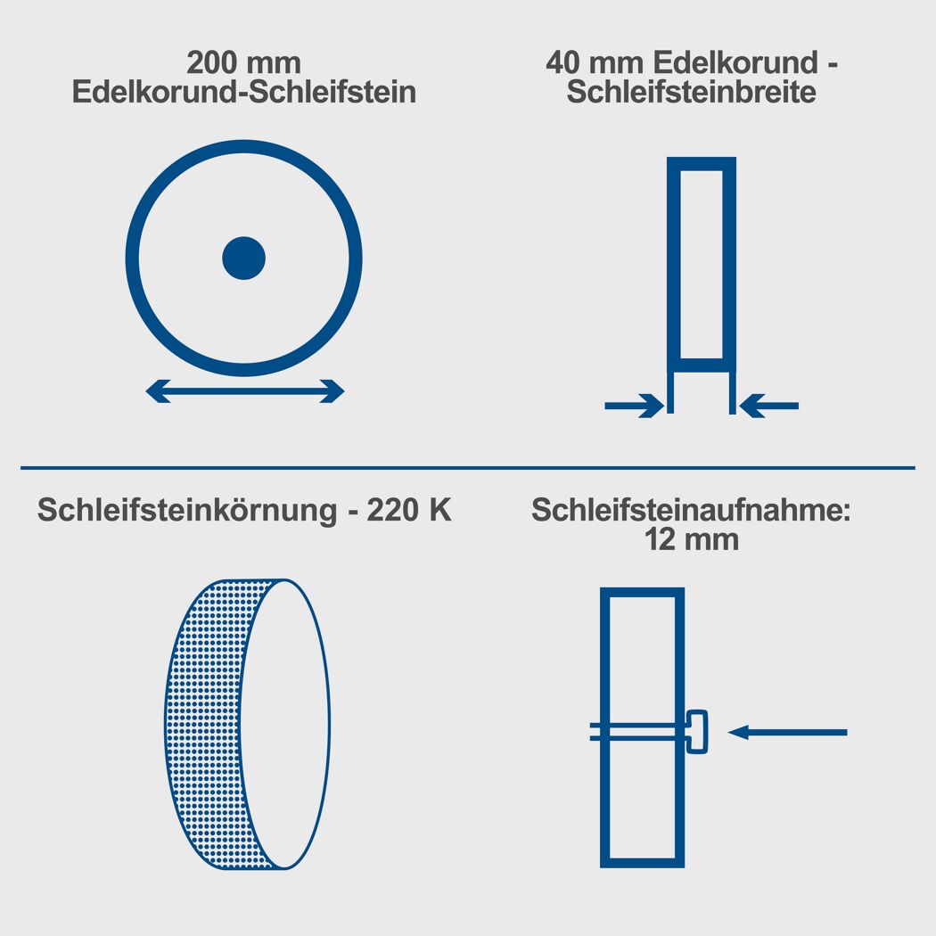 Edelkorund-Schleifstein mit Beschreibung