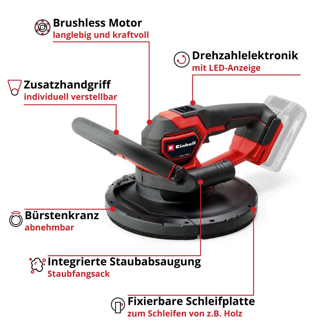 Akku-Trockenbauschleifer 'TP-DWS 18/225 Li BL Solo' ohne Akku und Ladegerät