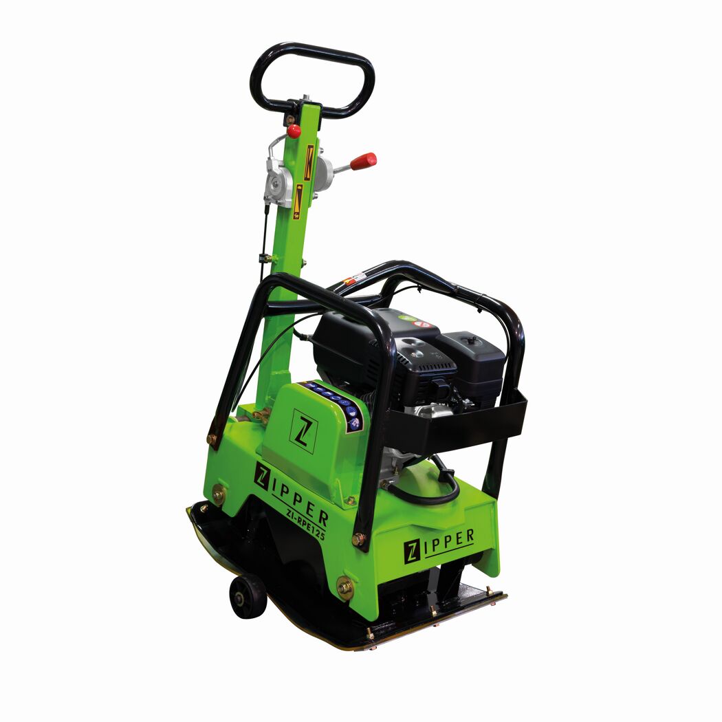 Grüne Rüttelplatte mit Motor