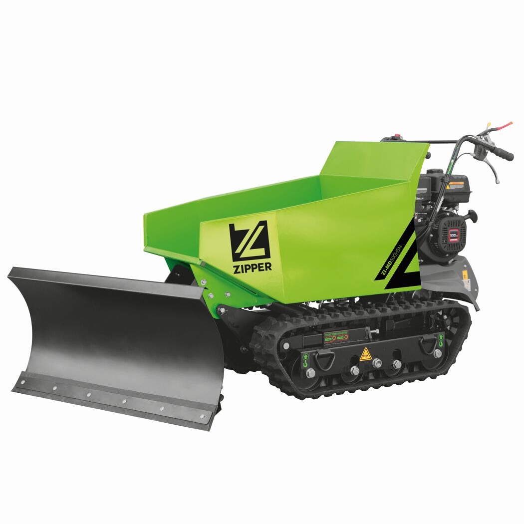 Grüner Minirupendumper mit Schneeschild
