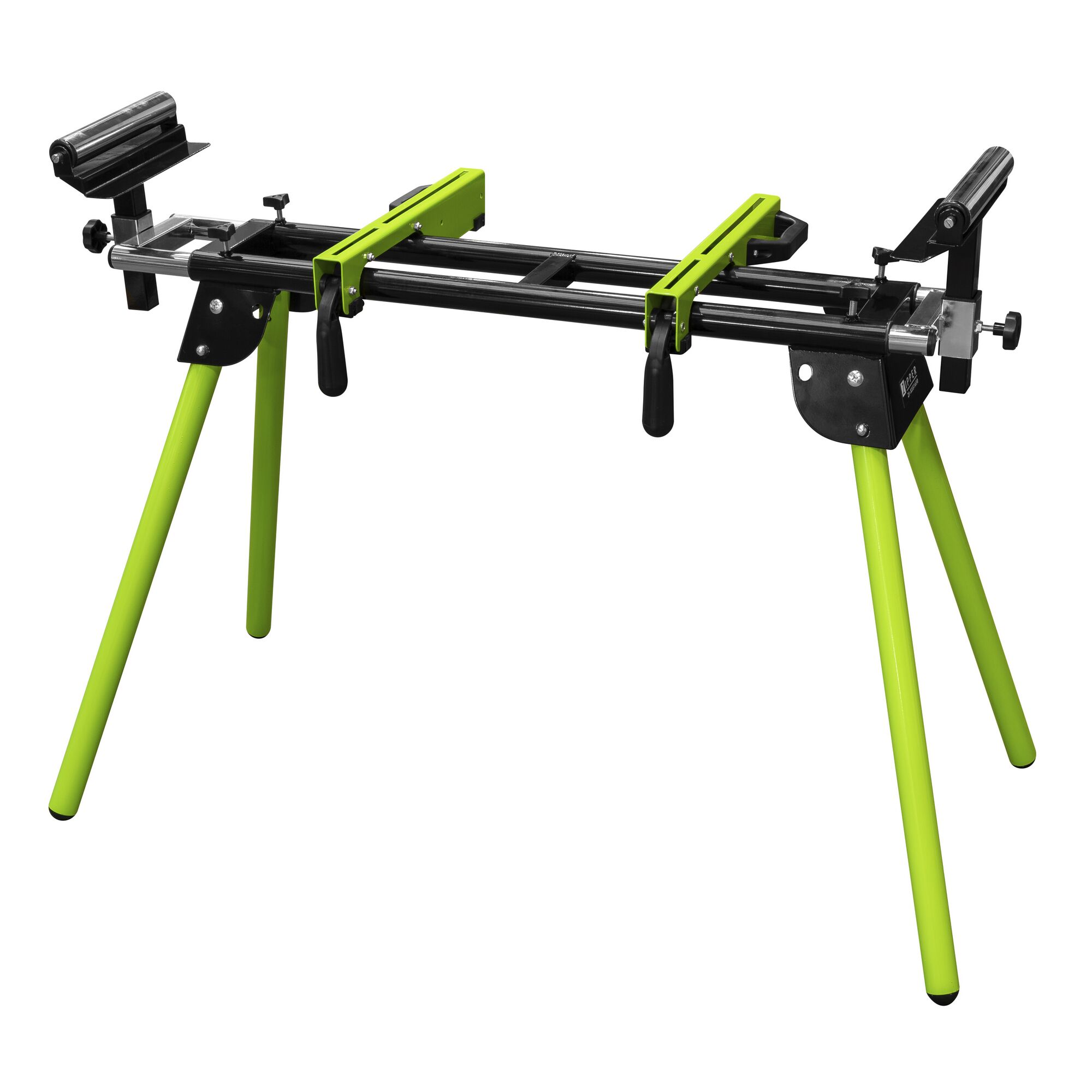 Schwarzer Kappsägeständer mit grünen Füßen