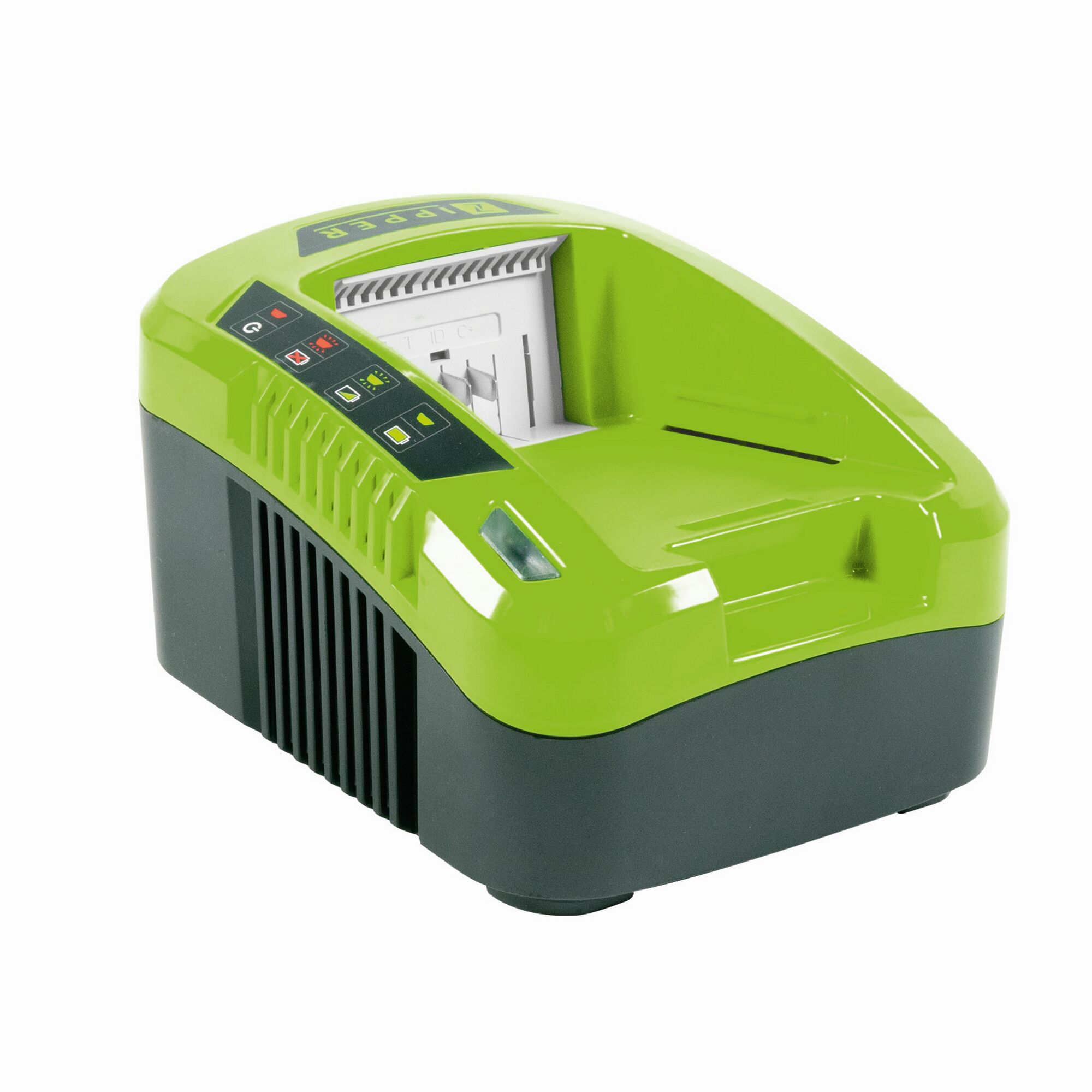 Grünes Akku-Ladegerät