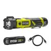 RYOBI Akku-Taschenlampe mit Akku und Ladekabel